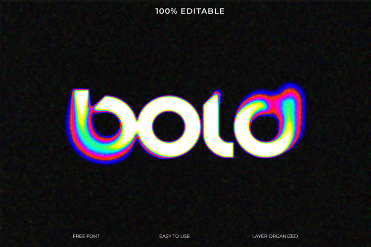 Bold vibrant typeface with a glitch effect.