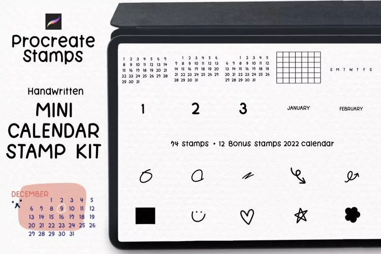 Procreate Stamps Mini Calendar Kit
