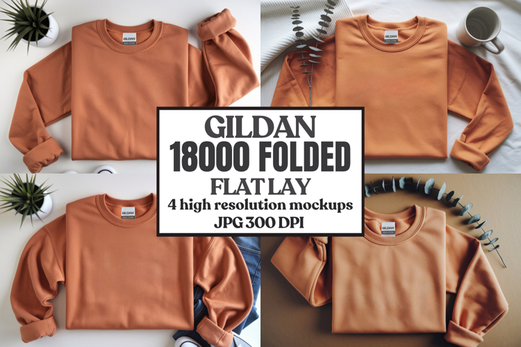 Gildan 18000 Sand Folded Flat Lay Mockups