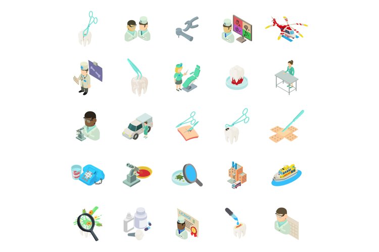 Medical clinic icons set, isometric style