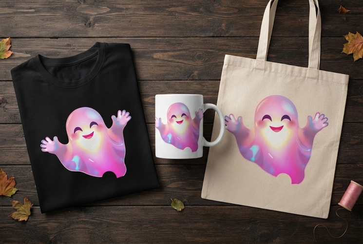 Cute Pink Ghost PNG | Kawaii Pastel Halloween Clipart