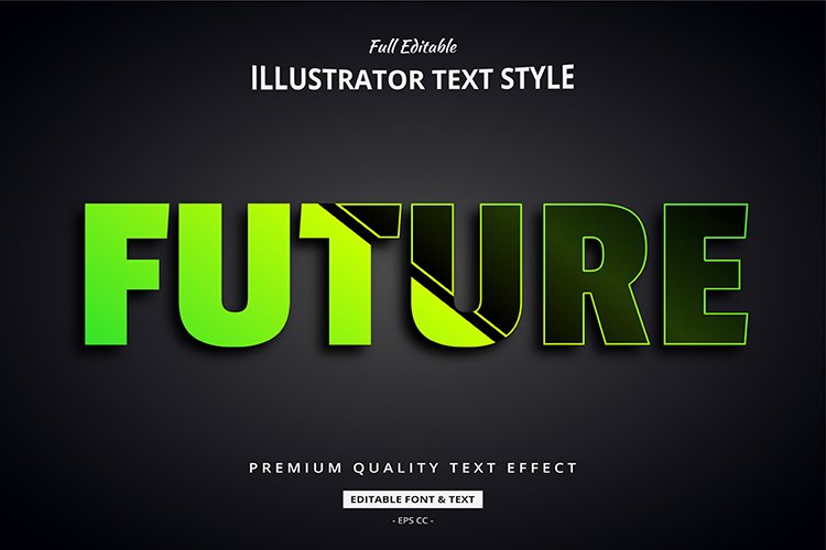 Gradient Futuristic 3D Illustrator Text Style Effect example image 1