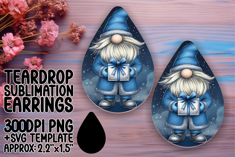 Vibrant Teardrop Earrings Template Art , Gnome