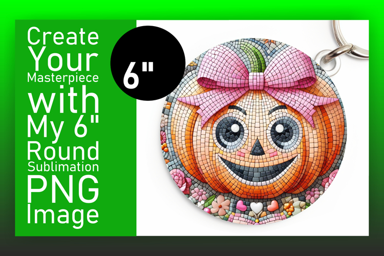 Artistic Keychain Circle Design Template , Cute Pumpkin