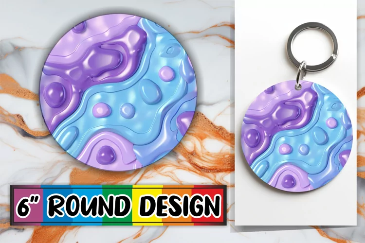 Stylish Abstract Inflated Puff Sublimation Keychain Art
