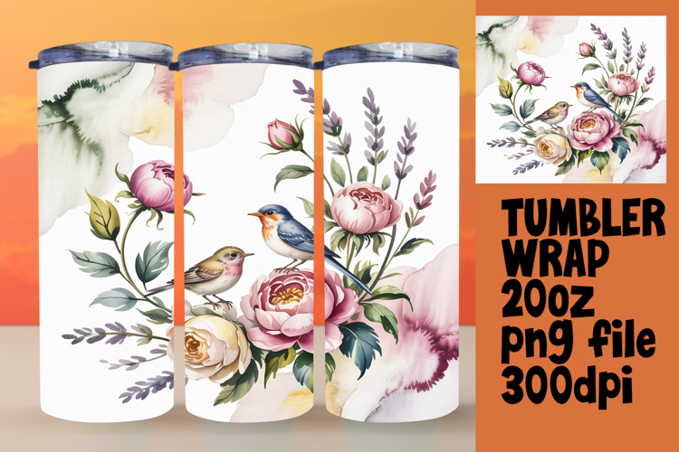 HIGH-QUALITY 20oz Tumbler PNG , Birds