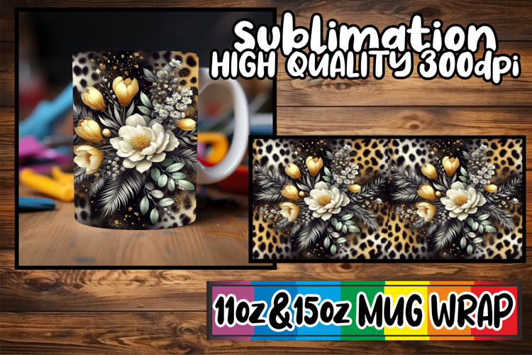 Blissful sunsets 11oz 15oz sublimation wrap, Leopard Prints