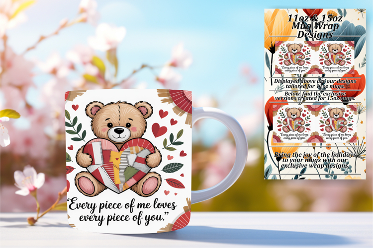 Chic 11oz Mug Wrap Png Template , Valentines Day