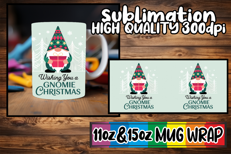 Playful mornings 11oz 15oz sublimation wrap, Holiday Gnome