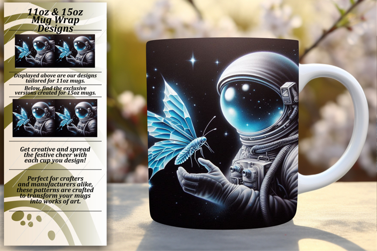 Inspiring 11oz Mug Wrap Png Design , Astronaut