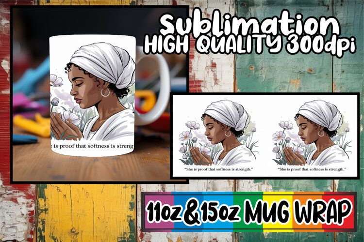 Happy hearts 11oz 15oz sublimation wrap, Praying Woman example image 1