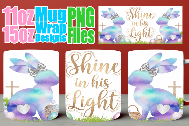 Bright love 11oz 15oz sublimation wrap, Easter Bunny