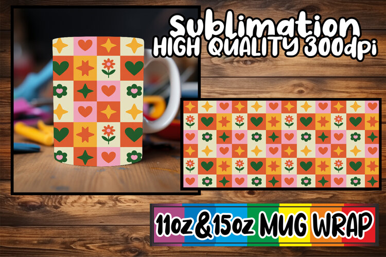 Cozy afternoons 11oz 15oz sublimation wrap, Valentine's Patt example image 1