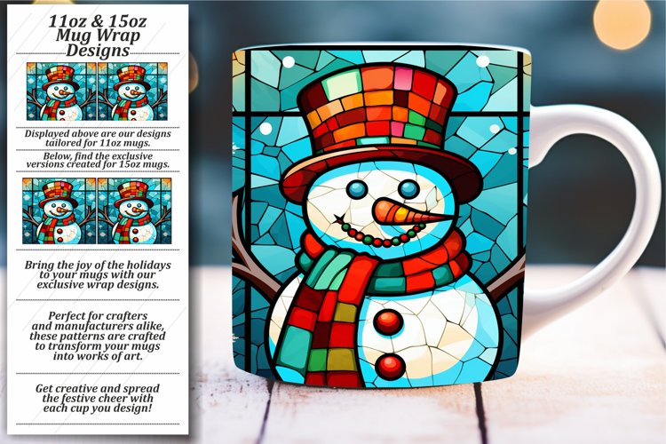 Stained Glass Xmas Mug Wrap: 11oz/15oz example image 1