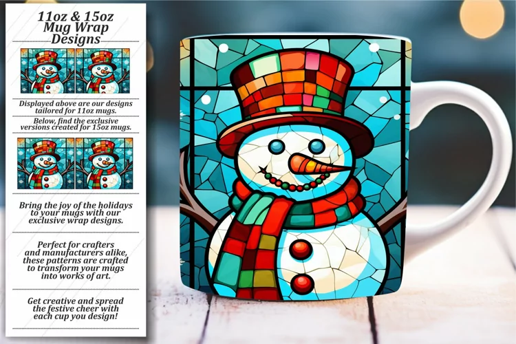 Stained Glass Xmas Mug Wrap: 11oz/15oz