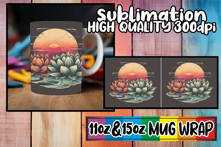 Blooming Retro Roses: Spring Mug Wrap Sublimation