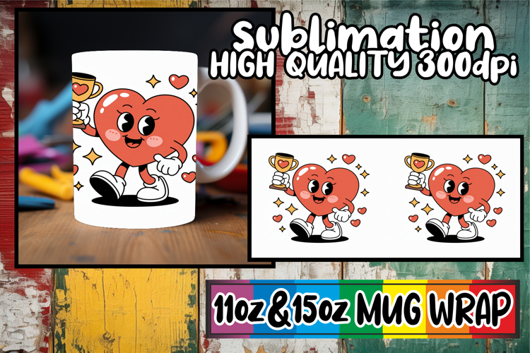 Sweet memories 11oz 15oz sublimation wrap, Valenines Heart