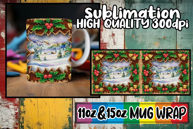 Unique flair 11oz 15oz mug wrap, Christmas