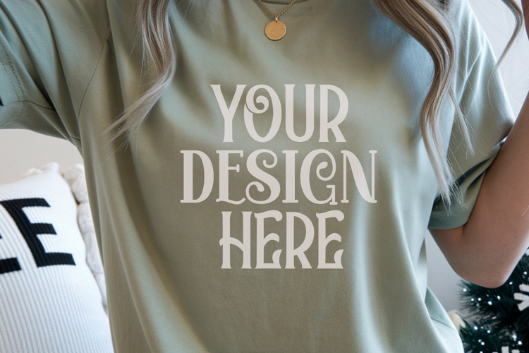 Moss Comfort Colors 1717 Christmas Mockup, CC 1717