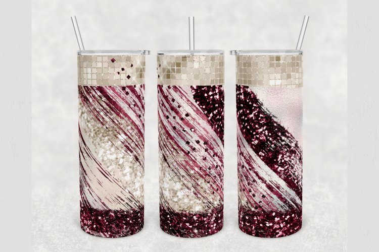 Beige Maroon Glitter Brush Strokes 20oz tumbler sublimation