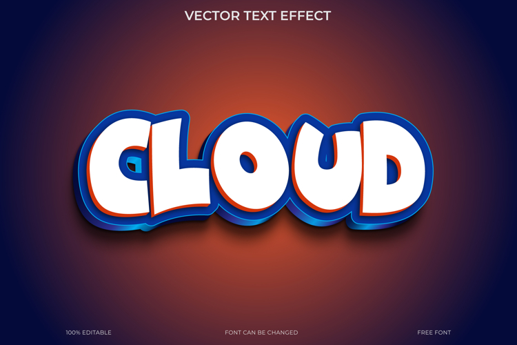 Cloudy 3D Text Effect Vector