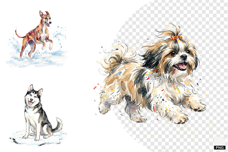 Winter Dog Playing PNG