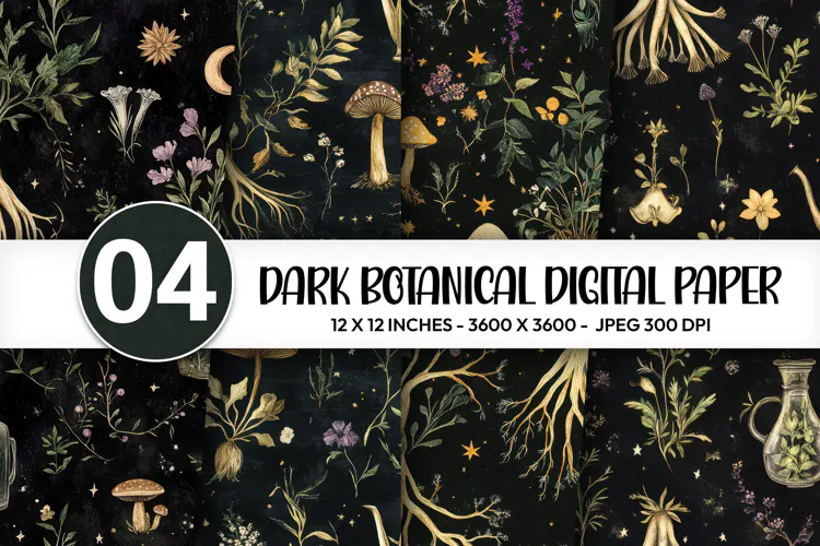 Dark Botanical Digital Paper