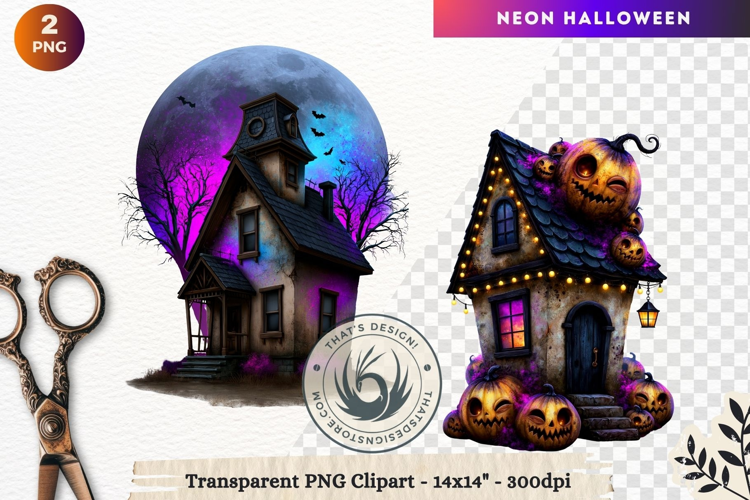 Neon Halloween Character Clipart Spooky Kawaii