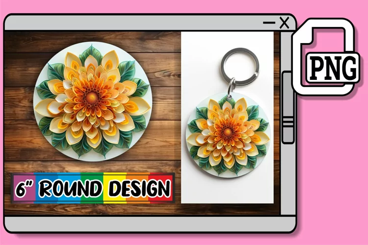 Stylish 3D Blossom Circle & Keychain