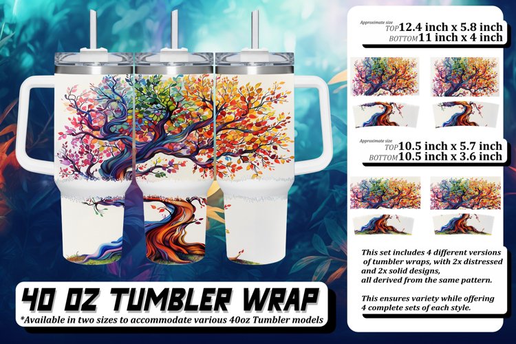 Lively Watercolor Tree Tumbler Sublimation - 40oz