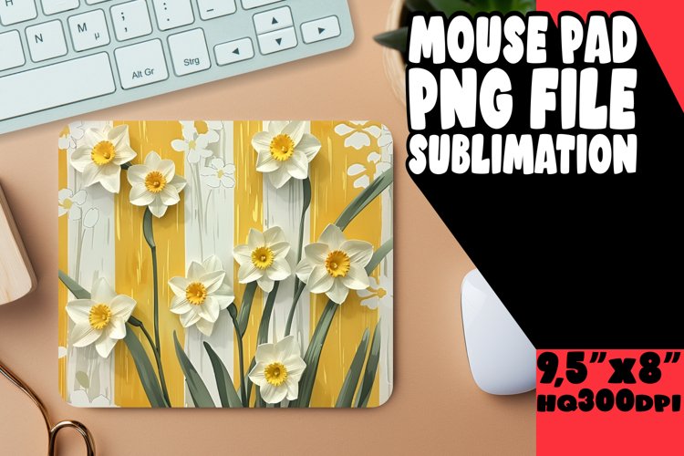 Sleek Stripe & Petal Mouse Mat - Minimalist Appeal example image 1