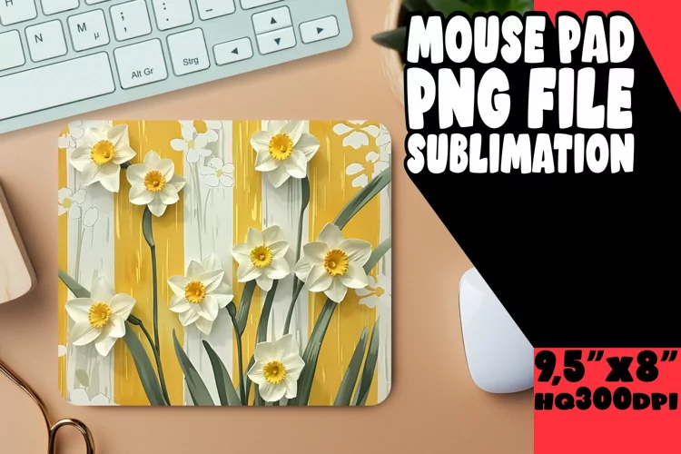 Sleek Stripe & Petal Mouse Mat - Minimalist Appeal