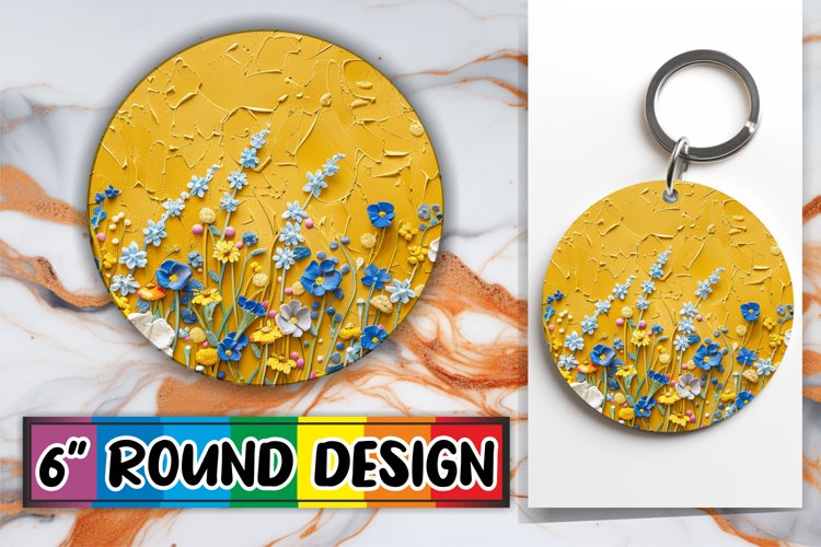 Springtime Keychain with Flowers PNG