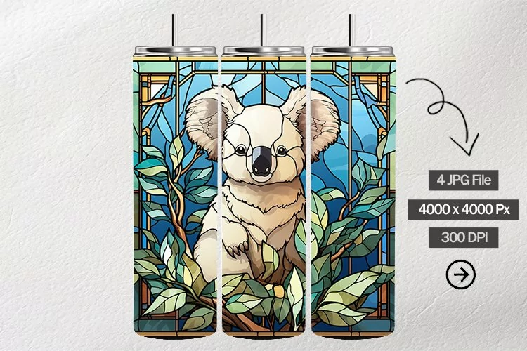 Koala Stained Glass Square Coaster - 04 Variations