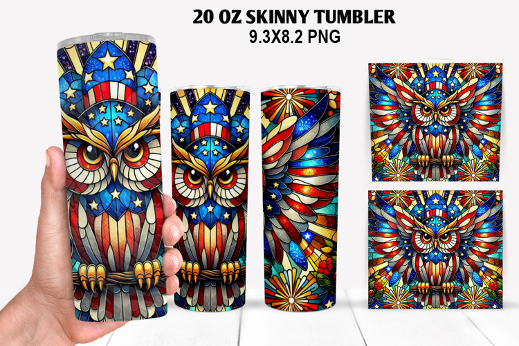 Owls Skinny Tumbler 20oz Wrap Design,4th of july Tumbler PNG