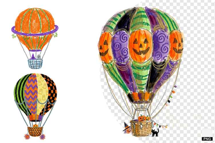 Halloween Hot Air Balloons PNG