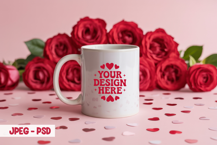 Valentine Mug Lights PSD JPEG Mockup