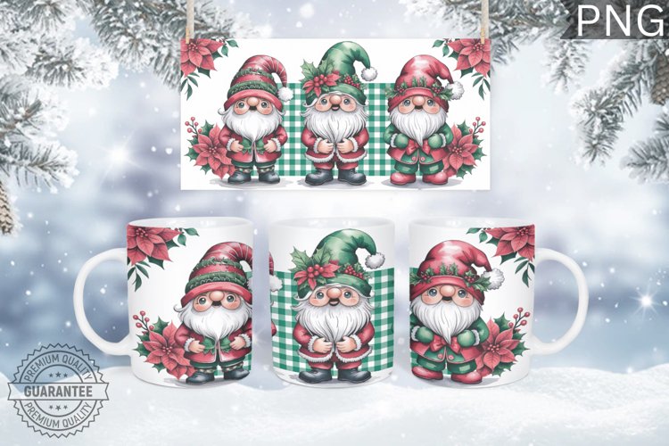 Christmas Mug Wrap Design-Christmas Gnome Sublimation
