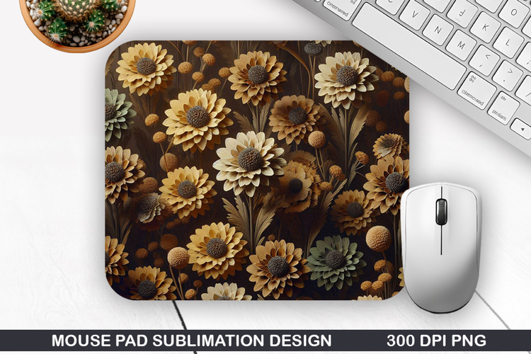 3D Flowers Mouse Pad Sublimation, Flowers Mouse Pad PNG