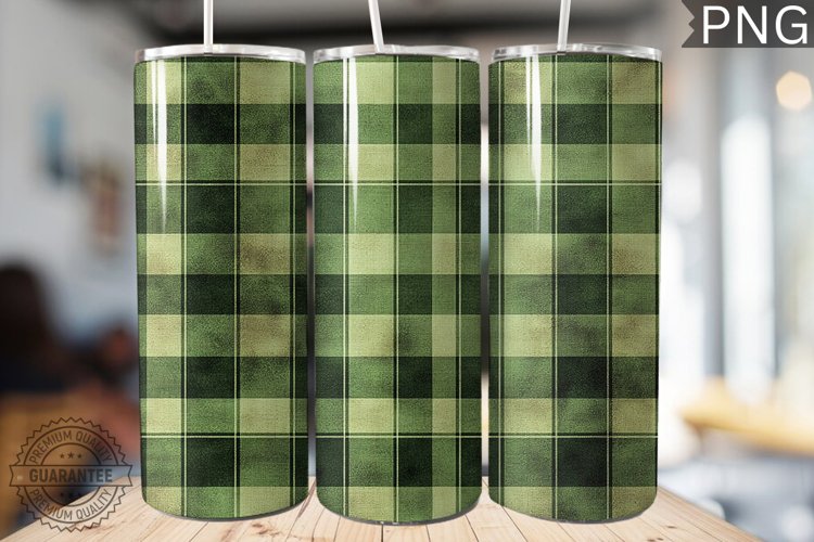 Green Plaid Tumbler Wrap - High Quality 300 Dpi
