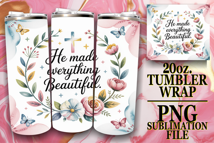 Cheerful thoughts 20oz tumbler wrap, Religious