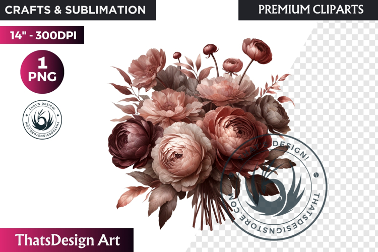 Dark flowers, wedding Florals PNG, Dark Romance Clipart