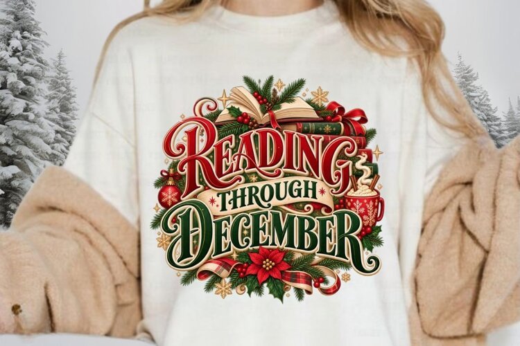 Reading Through December Christmas Design, Cozy Book Lover example image 1