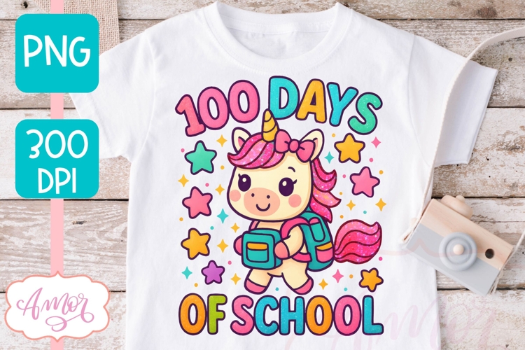 100 days of school PNg sublimation, Cute Unicorn PNG
