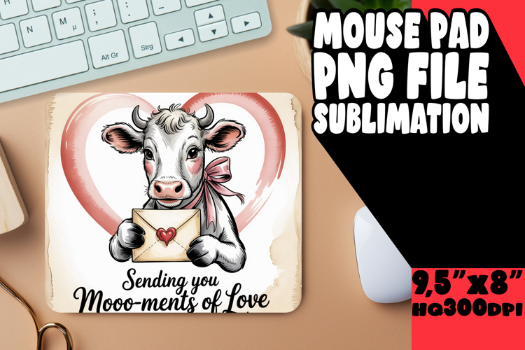 CHEERFUL DESK MAT FUN SUBLIMATION, Cute Cow