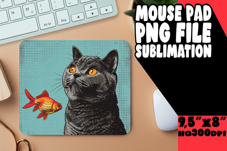 Cute Cat Portrait Mouse Pad example image 1