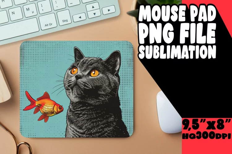 Cute Cat Portrait Mouse Pad