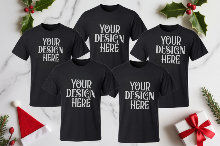 Christmas Family Matching Group T-Shirt Mockups | Holiday Fl