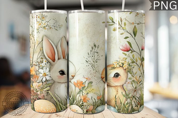 Spring Easter Tumbler Wrap - High Quality 300 Dpi