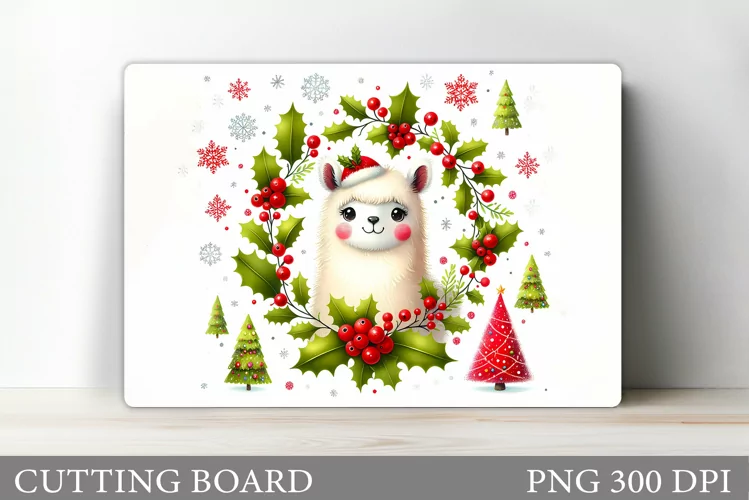Christmas Lama Cutting Board. Christmas Cutting Board